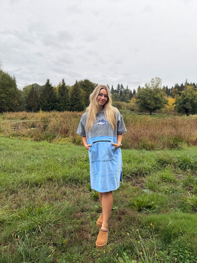 Grey/Baby Blue Tuna Poncho
