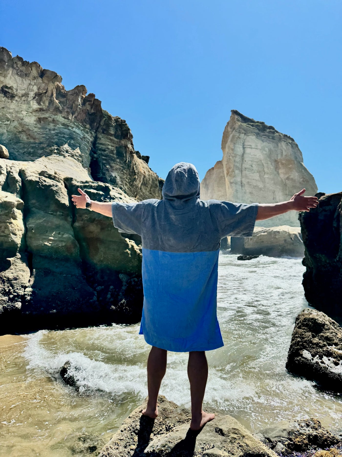 Grey/Baby Blue Octo Poncho Towel