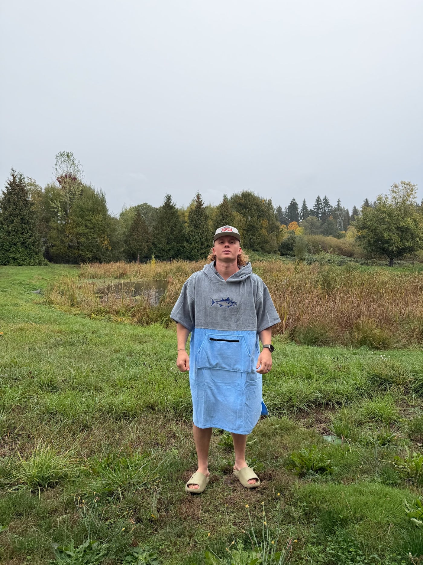 Grey/Baby Blue Tuna Poncho