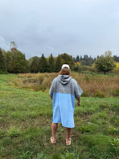 Grey/Baby Blue Crab Poncho