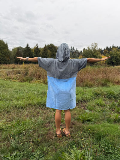 Grey/Baby Blue Tuna Poncho