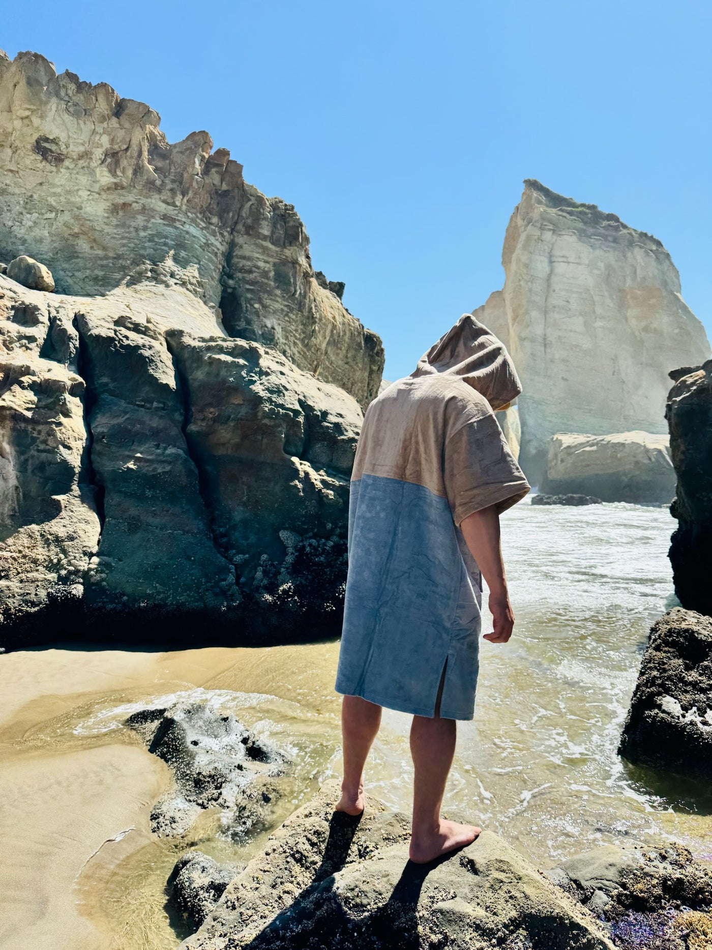 Grey/Baby Blue Octo Poncho