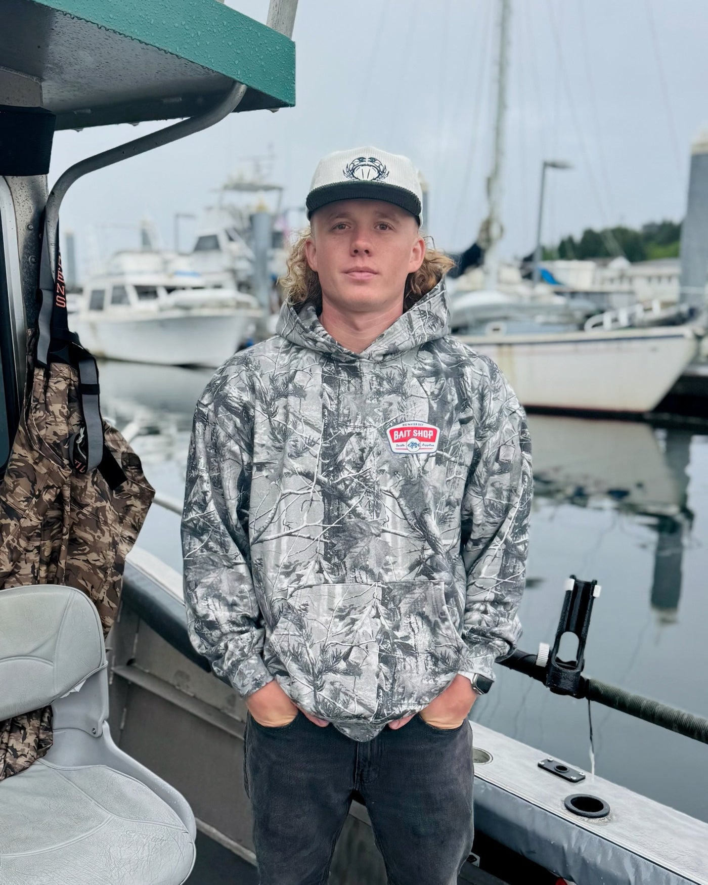 Bait Shop Black & White Camo Hoodie
