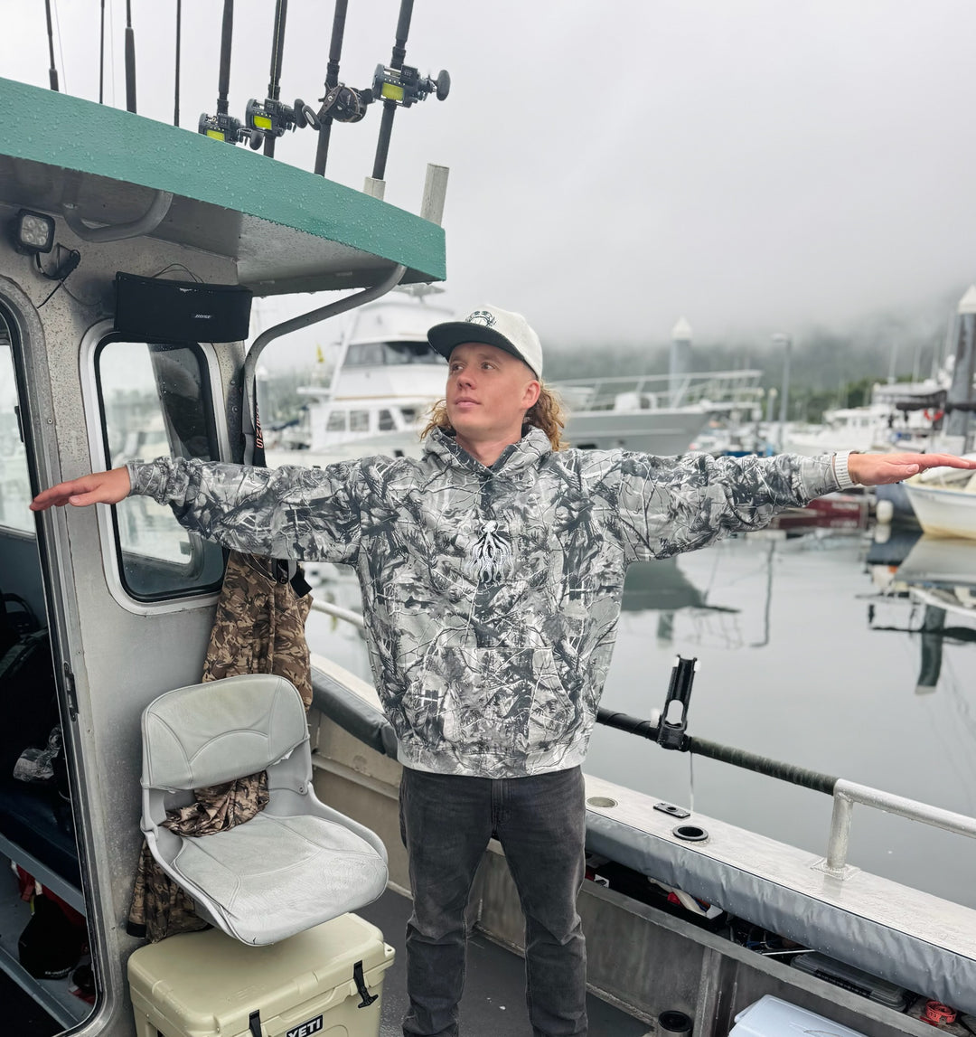 Octopus Black & White Camo Hoodie – BigWaterGuy